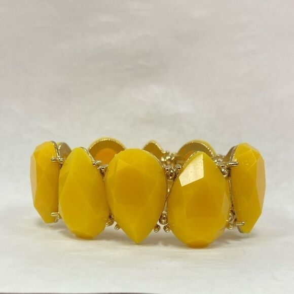 Vintage yellow‎ stone and gold stretch bracelet - Picture 1 of 4